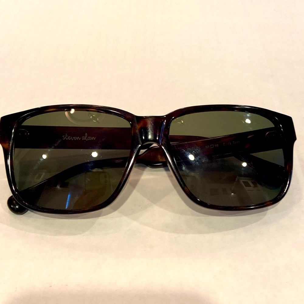 Steven Alan Phelps 55[]16 Dark Tortoise Square Eyeglasses Green Lenses